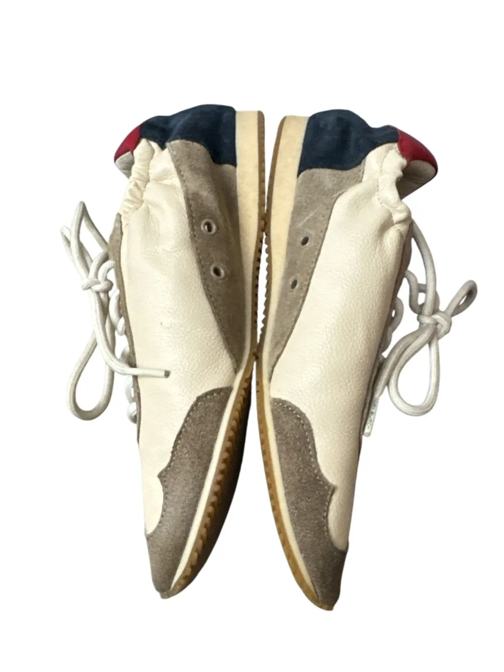 Tory Burch Cream, Berry & Beige Double T Logo Leather Sneaker